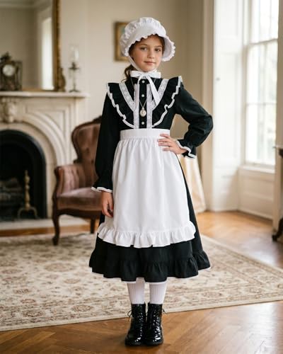 Disfraz Colonial Niñas con Delantal y Gorro miniatura 4