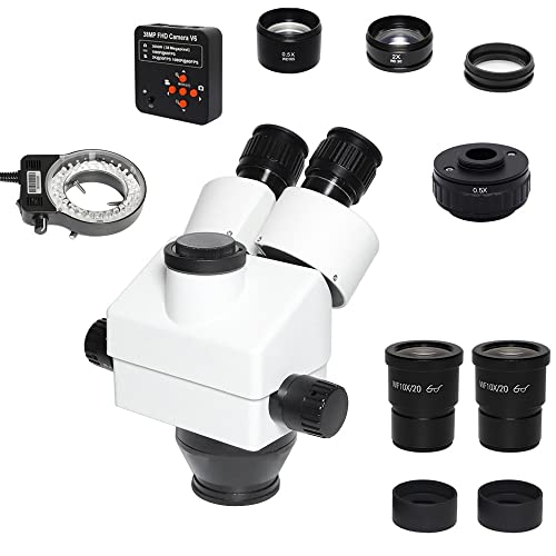 Microscope 3.5X-90X Trinocular Zoom Stereo Microscope Head + VGA 38MP H_DMI USB Microscopio Camera 0.5X cmount Lens for Mobile Phone Repair(3.5-90X 38MP 0.5X C)
