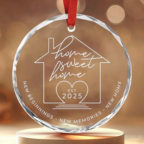 2025 Housewarming Gifts for New Home | Home Sweet Home Glass Ornament - Perfect New Home Gifts for Couples, First Christmas in New House Christmas Tree Ornaments