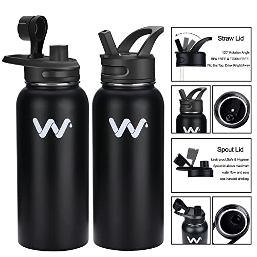 WEREWOLVES-Insulated-Water-Bottle-With-Paracord-Handles-Strap-Straw-Lid-Spout-LidReusable-Wide-Mouth-Vacuum-Stainless-Steel-Water-Bottle-for-Adults-24-oz-32-oz-40-oz