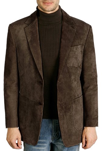 BGSD Men Steve 2-Button Suede Leather Blazer Sport Coat Jacket (Also available in Big and Tall and Short)
