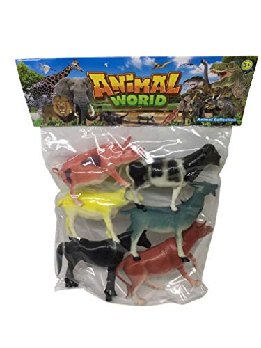 THE UM24 Animal World Toy Farm Animals Figures, Large Size 6 Piece Assorted Styles, Sheep, Horse, Goat, Cow, Buffalo and Pig - Thumbnail 4