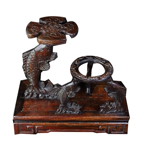LONDAEE Vieux casier à vin en palissandre tibétain sculpté Lotus Fish
