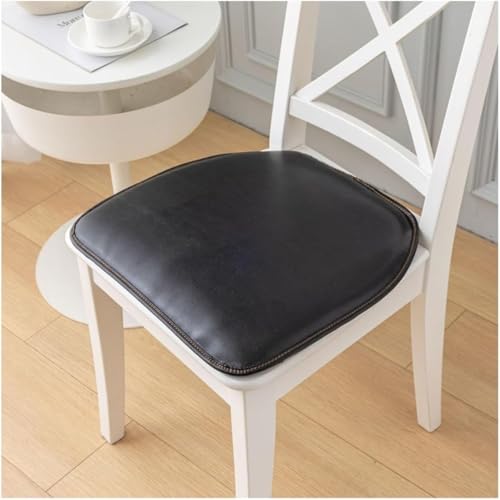 Lot de 2 coussins de chaise pour chaises de salle à manger, en cuir, imperméables, antidérapants, en forme de fer à cheval, confortables, noirs, 43 x 40 cm