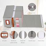 Extra Large Bed Sheet Organizer, 2 Pack Foldable Sheet Organizers and Storage with Oxford Fabric, Clear PVC Window & Leather Handle – Storage for Bedding, Blankets, Duvet Cover Set, Quilt - Image 4