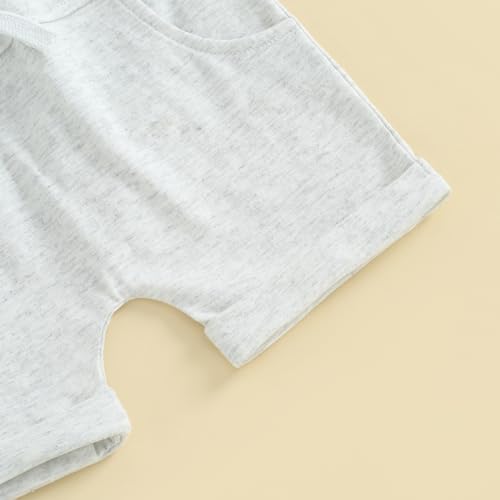 Image of BeQeuewll Toddler Baby Boy Easter Outfit Letter Bunny Print Short Sleeve T-Shirt and Shorts Summer Clothes Set