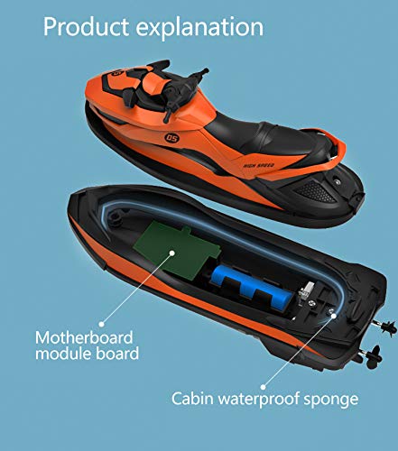 IOKUKI 2.4G RC Boats for Kids - Remote Control Boat for Kids & Adults for Lakes & Pools with 2 Batteries / Dual Motors/2 Charger Cables & Low Battery Prompt Motor Boat (Orange)
