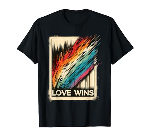 Gay Pride Vintage-Poster „Love Wins Distressed“ für moderne Kunst T-Shirt