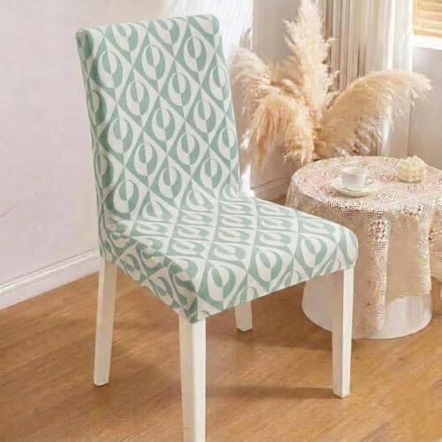 Image of HOMETHREADS Stretchable Elastic Jacquard Chair Seat Cover - Removable & Washable, Durable Seat Protector for Dining Room, Kitchen, Restaurant & Party Chairs (Green, Pack of 1)