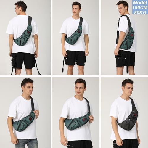 Image of NICGID Sling Bag Chest Shoulder Backpack Crossbody Bags Casual Daypack for Men Women, Dark Green-2620n, Small, Travel