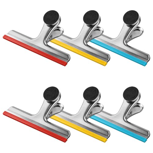 Image of HOUSE AGAIN Large Chip Clips Bag Clips, 6 Pack Strong Magnetic Bag Clip Silicone-Covered Edges No Scratch Airtight Seal, Stainless Steel Heavy Duty Food Clip for Fridge Kitchen Food Storage, 5 inch