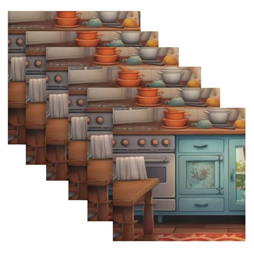 Servilletas de Tela Cuadradas Satinadas Juego x6 miniatura 6