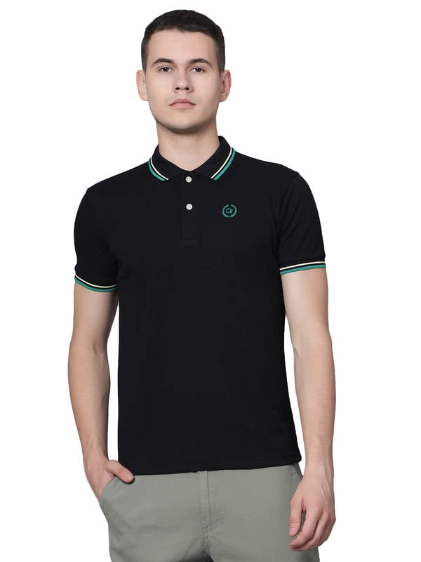 cantabil Black Regular Fit Solid Polo Neck Half Sleeve Casual T-Shirt for Men | Half Sleeves Polo Neck T-Shirts for Men | Mens Polo Neck Solid T-Shirt (P_MTSH00219)-picture-53