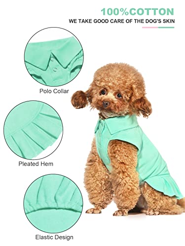 Topkins Dog Dress, Cute Puppy Dress For Small Medium Dogs Girl, Dog Polo Shirts Dress With Pleated Hem, Dog Summer Dress Dog Birthday Dress Suitable For Spring, Summer, Autumn (Mint Green, Xs) #TOP1