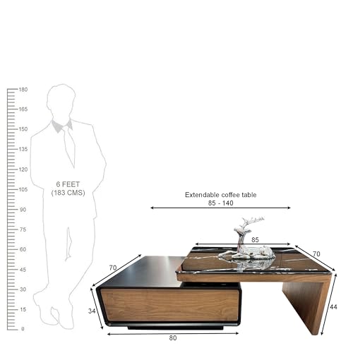 Image of The Attic Paradise Coffee Table, extendable,Solid Wood & Modern Coffee Table for Living Room