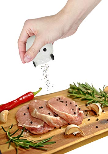 Royal Brands Ceramic Owl Figurine Salt And Pepper Shakers Set Bamboo Base #TOP4