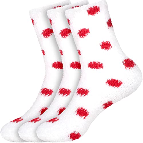 Image of BambooMN Women's Super Soft Fuzzy Socks, Polka Dot, Gradient, Snowflake, Featherlight Cuff - Assorted Colors