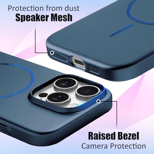Image of AIBEX Ultra-Thin Mag-Saf Back Cover Case Compatible with iPhone 15 Pro| Slim Fit Scratch-Resistant Matte | Magnetic Wireless Charging | Microfibre Lining | Camera Protection (PC Material) - Dark Blue