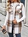 ZILIN Womens Plaid Vest Fall Flannel Vest Casual Button Down Shirts Sleeveless Long Jacket Lightweight Coat Light Khaki L