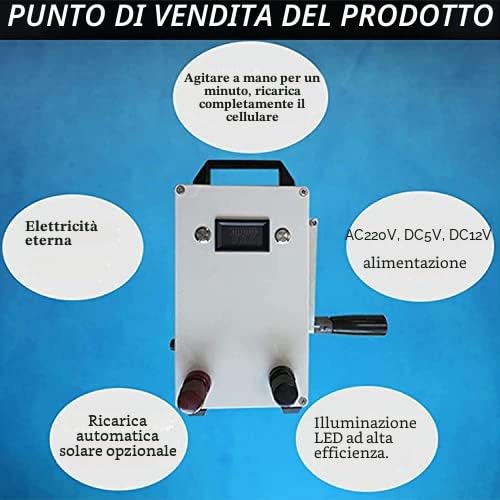 Generatore a manovella - Alimentatore manuale portatile per emergenze e attività all'aperto