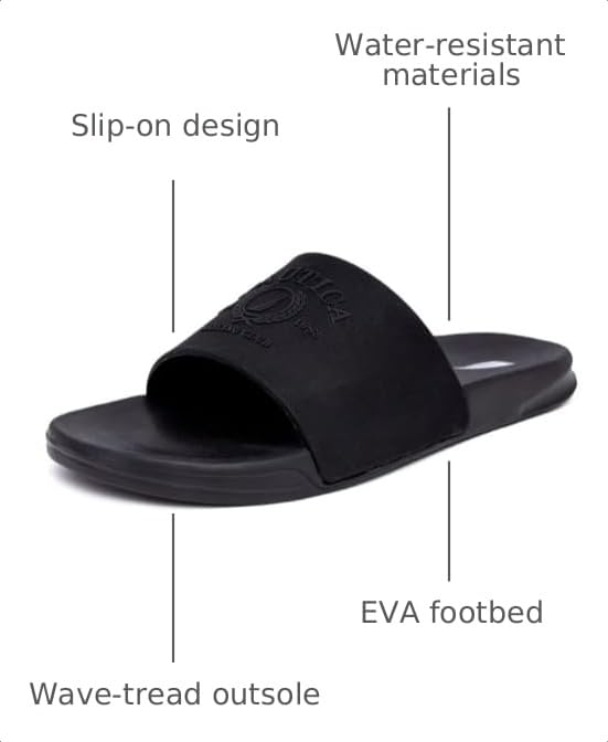 Image of Nautica Men's Open Toe Slide Sandals - Comfortable Indoor & Outdoor Shower Slippers