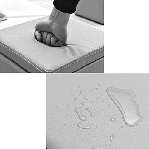 Reposapiés de cuero acolchado suave taburete elegante con almacenamiento interno para dormitorio 5