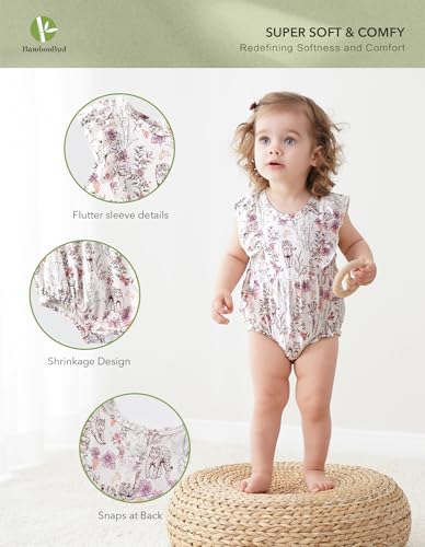 Baby Girls Sleeveless Bodysuits Toddler Ruffled Bodysuit Viscose from Bamboo Cute Infant Girl Outfit Clothes 0M-2T2