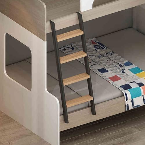 Sturdy Heavy Duty Wrought Iron Bunk Bed Ladder with 4 Hooks - Metal Frame for Attic, RV, and Display Use - Space-Saving Design for and Easy Access