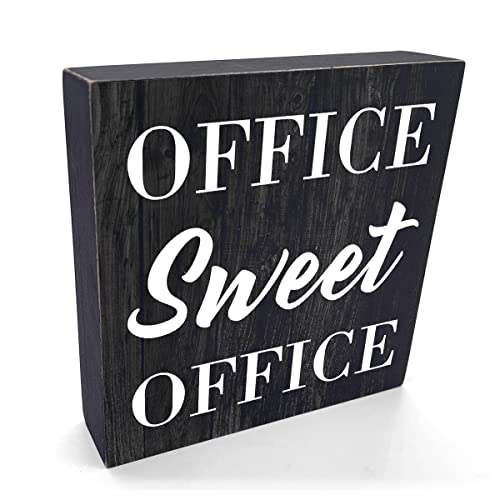 Funny Office Sign Office Decor Desk Decor Wooden Box Sign Rustic Black Wood Block Plaque Box Sign For Coworker Boss Friends Office Desk Shelf Table Decoration Coworker Gift Office Sweet Office Sign #TOP4