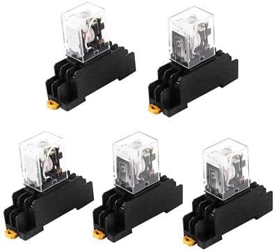 HH52PL AC 380V Coil DPDT 8Pin 35mm DIN Rail Electromagnetic Power Relay 5 Pcs