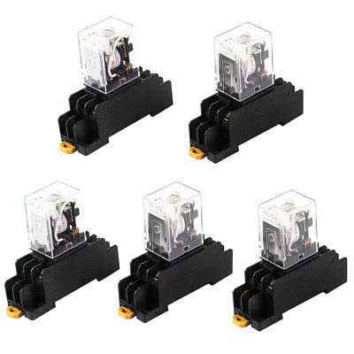 VDOQTLJT HH52PL AC 380V Coil DPDT 8Pin 35mm DIN Rail Electromagnetic Power Relay 5 Pcs