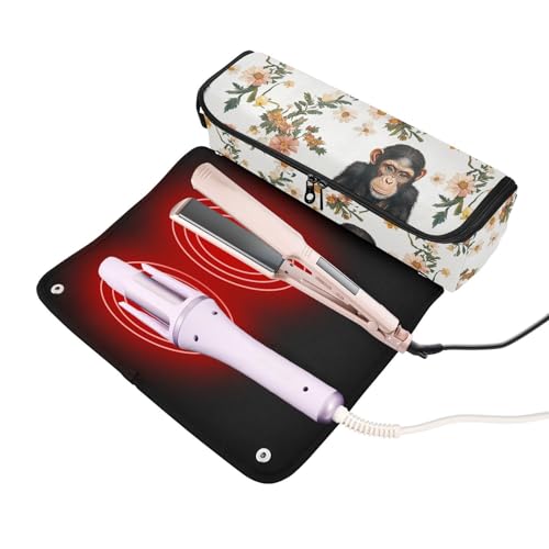 Bolso de viaje para herramientas de cabello Aesthetic Chimpanzee con almohadilla resistente al calor, impermeable, organizador de herramientas para planchas, rizadores y otros accesorios para mujeres miniatura 2