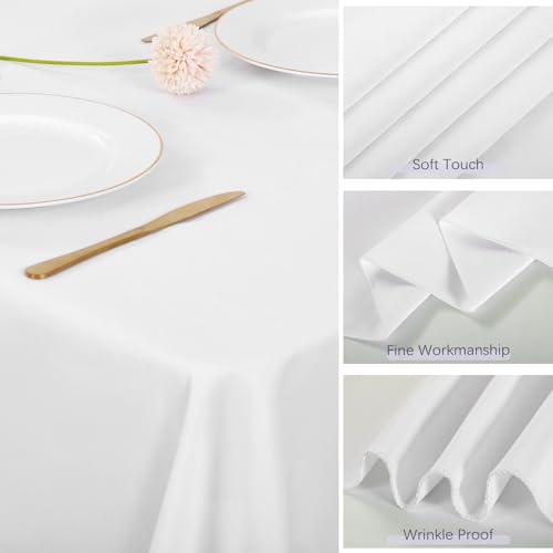 Restfulglow 8 Pack White Tablecloth 60 X 102 Inch Polyester Table Cloth For 6 Foot Rectangle Tables thumb #3