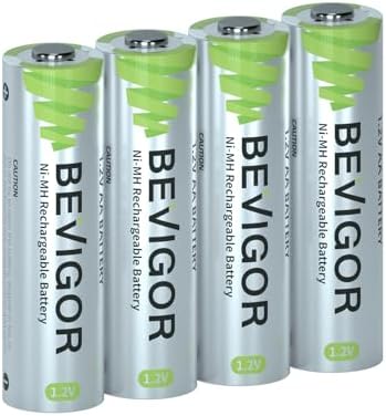 BEVIGOR AA Rechargeable Batetries 4 Pack, 2800mAh High Capacity, 1.2V Ni-MH Low Self Discharge AA Batteries