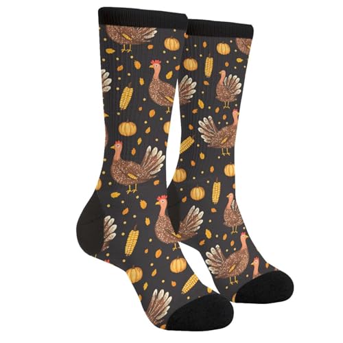 WOAIDY Thanksgiving Turkeys Funny Socks for Men Mens Novelty Crew Dress Socks for Work and Party