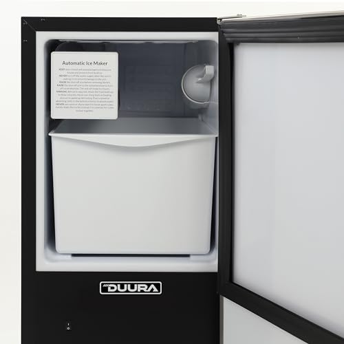 Image of DUURA DIM25C Crescent Ice Maker Front-Venting for Indoor Built-in Undercounter Use, Shallow Depth, 15-Inches Wide, 25-Lbs., Metallic