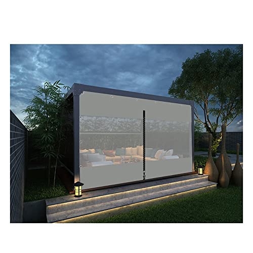 wasserdichte Seitenteile für Pergolen mit Reißverschluss, wasserdichter Vorhang für Terrassenplane im Freien, 3 seitliche Ösen, transparente, wetterfeste Plane für Pavillons (Farbe: Klar, Größe: 2,5