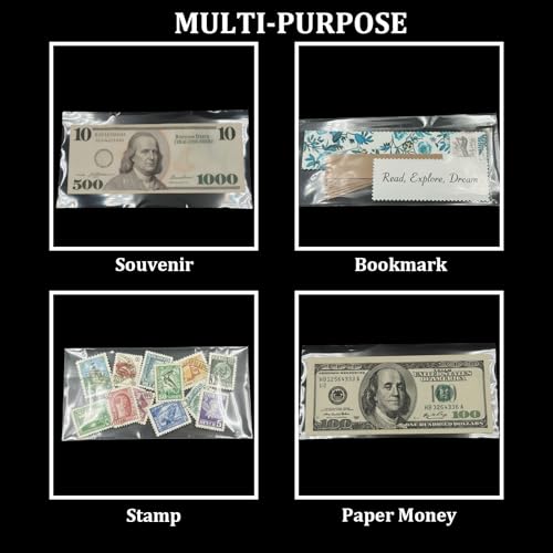 200 Pcs Currency Sleeves with Storage Box for Collectors, Plastic Dollar Bill Holder for Paper Money, Coins, Banknotes, Collectibles, Money Protector for Bills, Album, Stamps - Thumbnail 4