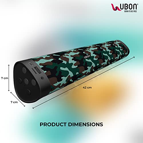 Image of UBONSP-8005 Sound Aura 1200mAh Lightweight v5.0 Bluetooth Wireless Portable Speaker with 3.5mm Karaoke Mic, Support TF Card /USB /AUX, HD Sound, in-Built FM, Bluetooth Speaker, Speaker (camo)