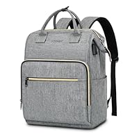 Ytonet Laptop Backpack Women, Backpack Womens Ladies Backpack Rucksack Wide Open Top with USB Port for 15.6 inch Laptop Work Bag for Women Water Resistant Gifts Teacher School College Travel,Grey