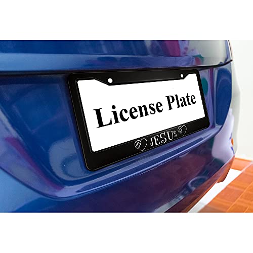 Ofloral Jesus Aluminum Alloy License Plate Frame Cross In Love Heart Shape White Black Applicable To Us Standard Car Metal Car Tag Frame Funny Front License Plate Cover Holder For Women Men(1 Pack) #TOP5