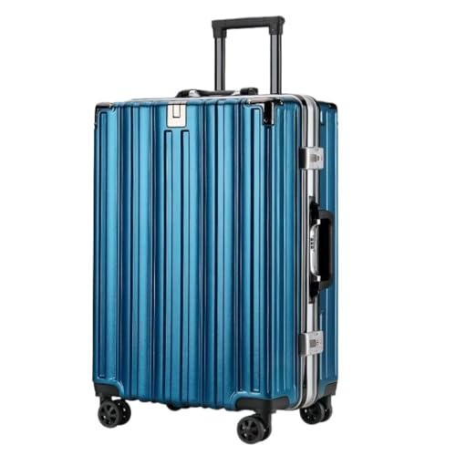 Suitcase Suitcase Aluminum Alloy Seatable Suitcase Suitcase Men And Women Lock Trolley Case Fashionable Boarding Case Suitcase Tags(Blue)