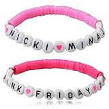 Heurfelic 2Pcs Nicki Pink Friday 2 Merch - Album Soft Pottery Bracelet Jewelry for Women, Outfit Merchandise Singer Fans Gifts