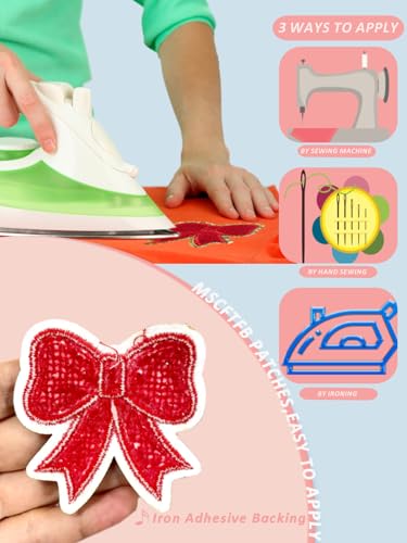 Écussons chenille nœud rouge pour sac à dos fille et vestes - 5
