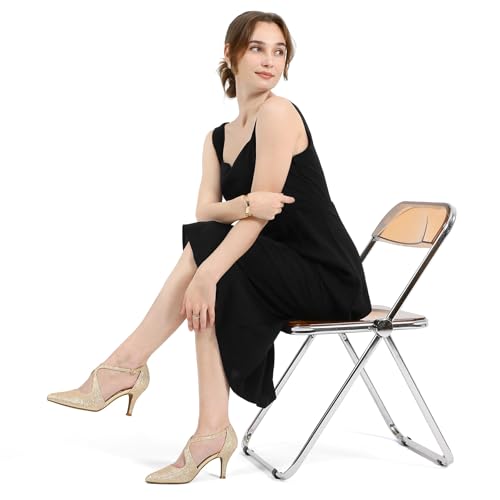 mysoft Women's Dress Shoes Closed Toe 3 Inch Heels Cross Strap Stiletto Pumps Wedding Prom Party Evening Formal Shoes3