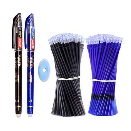 LuLiyLdJ 2 em 1 canetas apagáveis de 0,5 mm, com 20 peças e 1 borracha de apagar para crianças e adultos (preto, azul)