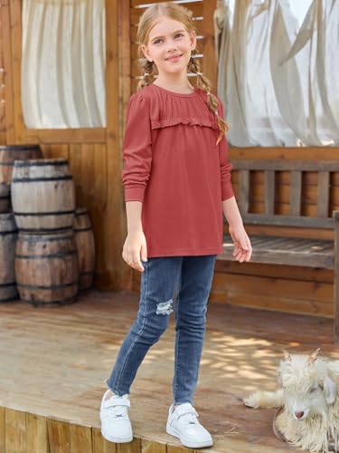 Image of Haloumoning Girls Crew Neck T Shirts Peplum Babydoll Tops Tees 4-15 Years | Girls T-Shirts, Casual Loose Tunic Tops, Cute Ruffle T Shirts, Short Sleeve Shirts, Long Sleeve Blouse