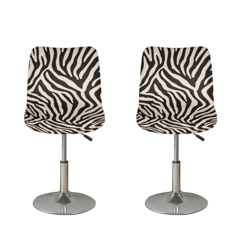 Image of Zebra Stripe Bar Stool Covers with Backs Cushion Slipcover for Counter Set of 2 Waterproof Height Mid Low Back Chair Protector Easy to Install