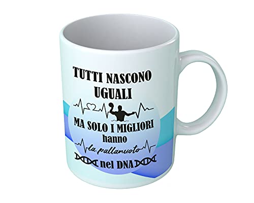 Overthetee Tazza Pallanuoto Tutti Nascono Uguali Solo i Migliori Hanno la Pallanuoto nel DNA – Tazza Sportiva Idea Regalo per Pallanuotisti, Amico o Collega