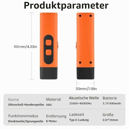 Ruhemeister Pro - Schonendes Ultraschall, Ruhemeister Hund, Ultraschall Hundegebell, Ultraschall Antibell Gerät mit 3 Einstellbaren Frequenzen LED-Taschenlampe Bellen Stopper für Hunde, Haustiere